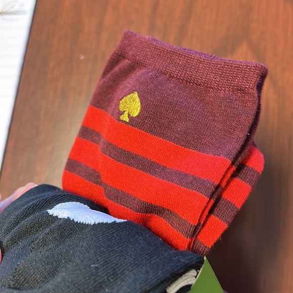 3 KATE SPADE Red Brown Stripe Floral Polka Dot Trouser Crew Socks NIP Holiday - Picture 10 of 12